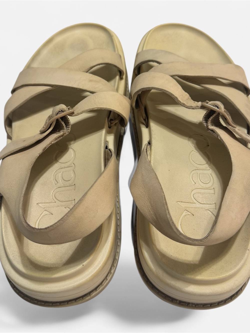 Chaco Women's Strappy Leather Sandals in Cream size 8 - Picture 4 of 8